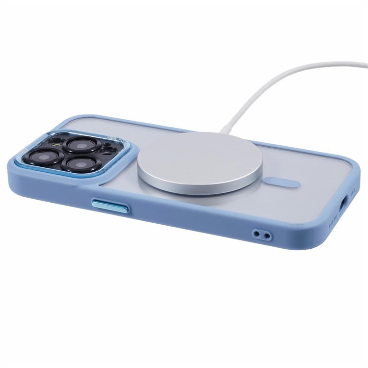 TPU+Acrylic Phone Case for iPhone 14 Pro Magnetic Phone Cover Compatible with MagSafe - Blue