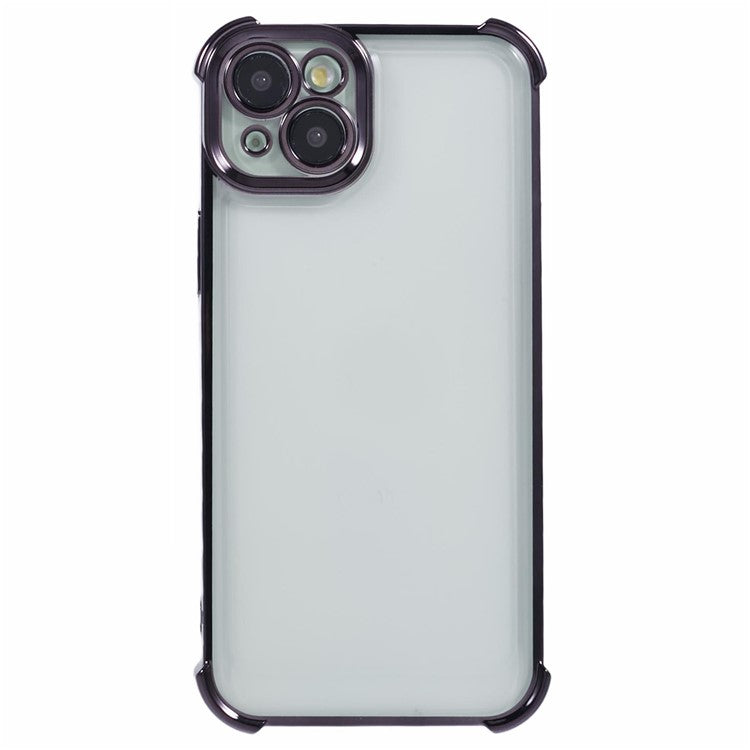 For iPhone 14 Case Electroplating TPU Phone Back Cover with Side Heart Pattern - Black