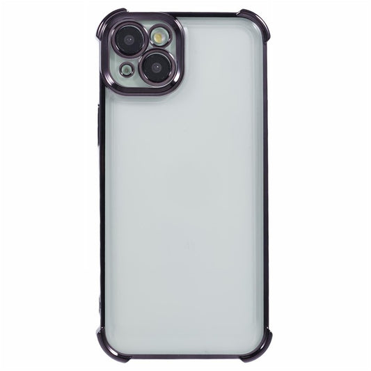 For iPhone 14 Case Electroplating TPU Phone Back Cover with Side Heart Pattern - Black