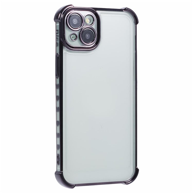 For iPhone 14 Case Electroplating TPU Phone Back Cover with Side Heart Pattern - Black