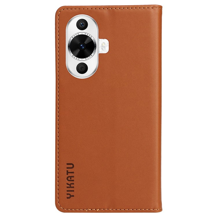 YIKATU YK-001 For Huawei nova 12s 4G / nova 12 Lite 4G / nova 11 Case Strong Magnetic Leather Phone Cover - Brown