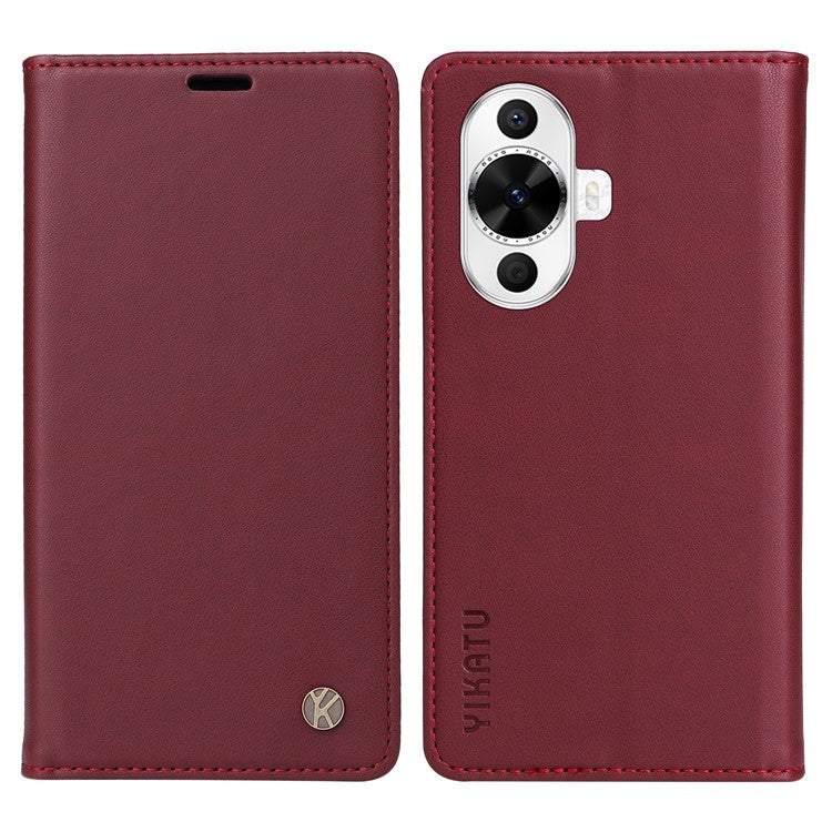 YIKATU YK-001 For Huawei nova 12s 4G / nova 12 Lite 4G / nova 11 Case Strong Magnetic Leather Phone Cover - Wine Red