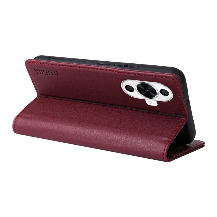 YIKATU YK-001 For Huawei nova 12s 4G / nova 12 Lite 4G / nova 11 Case Strong Magnetic Leather Phone Cover - Wine Red