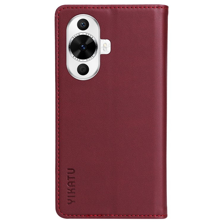 YIKATU YK-001 For Huawei nova 12s 4G / nova 12 Lite 4G / nova 11 Case Strong Magnetic Leather Phone Cover - Wine Red