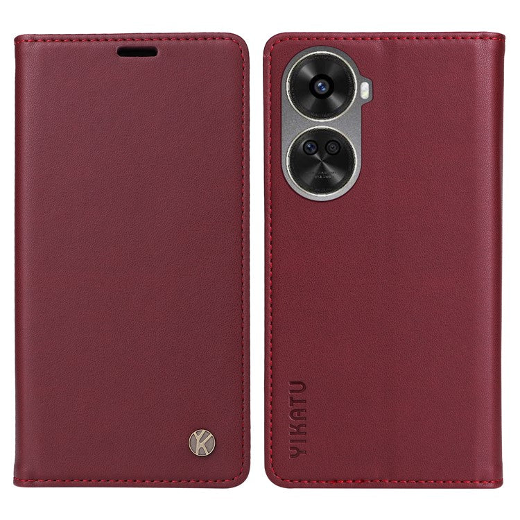 YIKATU YK-001 For Huawei nova 12 SE 4G / nova 11 SE Case Wallet Leather Phone Cover Strong Magnetic Closure - Wine Red