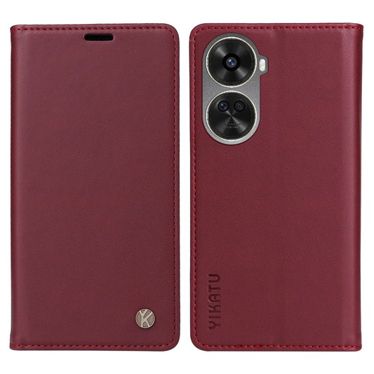 YIKATU YK-001 For Huawei nova 12 SE 4G / nova 11 SE Case Wallet Leather Phone Cover Strong Magnetic Closure - Wine Red