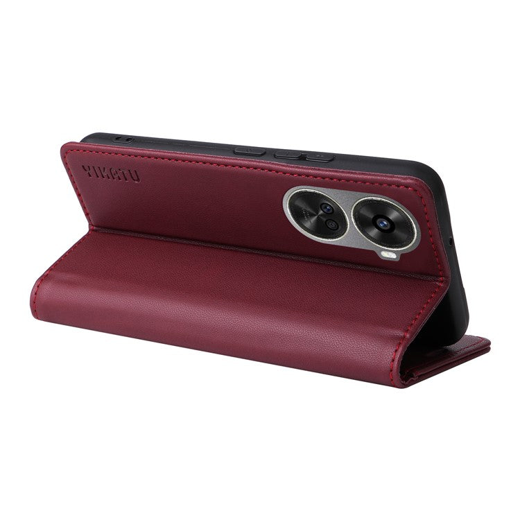 YIKATU YK-001 For Huawei nova 12 SE 4G / nova 11 SE Case Wallet Leather Phone Cover Strong Magnetic Closure - Wine Red