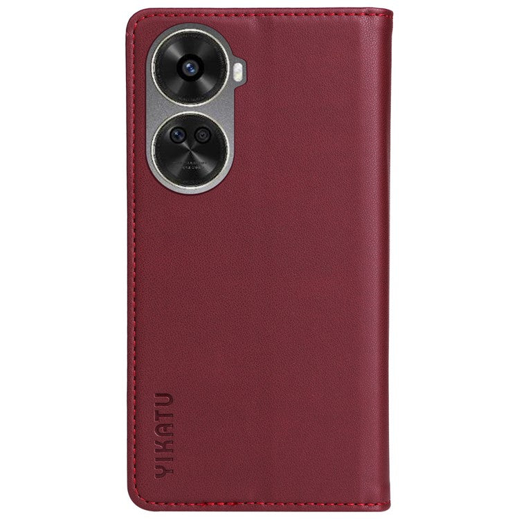 YIKATU YK-001 For Huawei nova 12 SE 4G / nova 11 SE Case Wallet Leather Phone Cover Strong Magnetic Closure - Wine Red