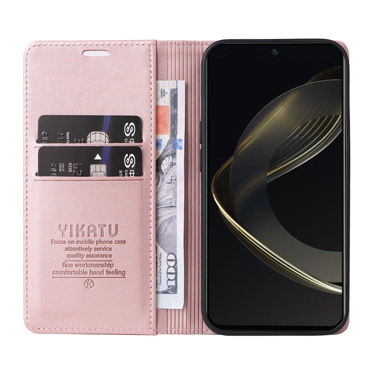 YIKATU YK-001 For Huawei nova 12 SE 4G / nova 11 SE Case Wallet Leather Phone Cover Strong Magnetic Closure - Rose Gold