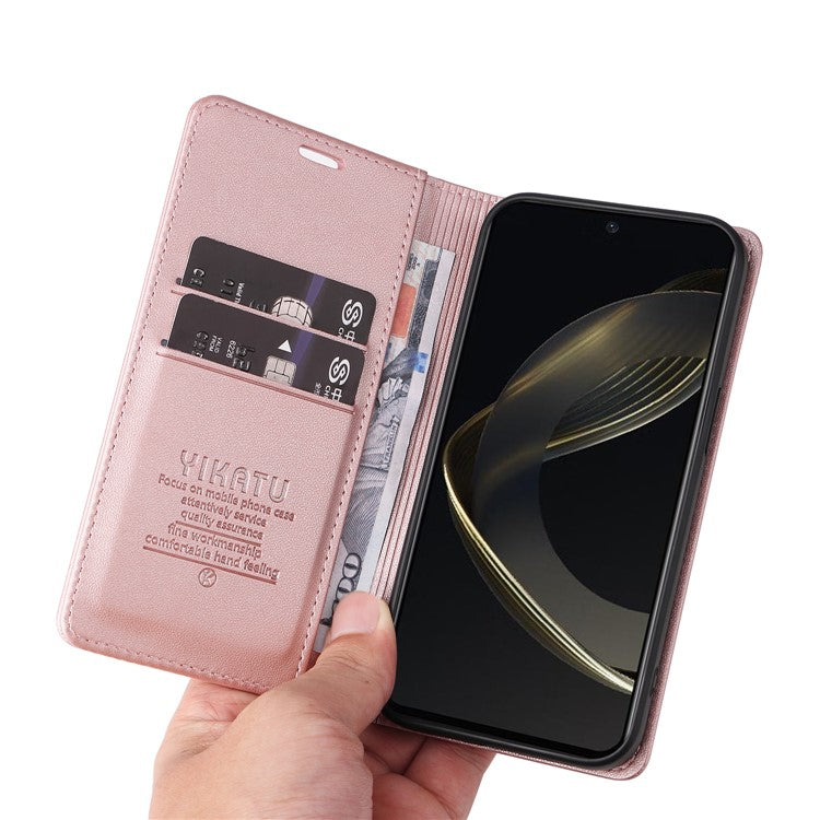 YIKATU YK-001 For Huawei nova 12 SE 4G / nova 11 SE Case Wallet Leather Phone Cover Strong Magnetic Closure - Rose Gold