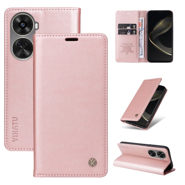 YIKATU YK-001 For Huawei nova 12 SE 4G / nova 11 SE Case Wallet Leather Phone Cover Strong Magnetic Closure - Rose Gold
