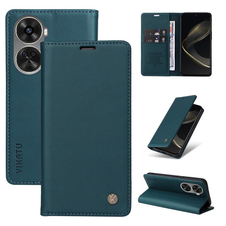 YIKATU YK-001 For Huawei nova 12 SE 4G / nova 11 SE Case Wallet Leather Phone Cover Strong Magnetic Closure - Green