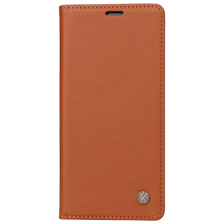 YIKATU YK-001 For Motorola Moto G45 5G / G34 5G Case Magnetic Closure Full Protection Leather Phone Cover - Brown