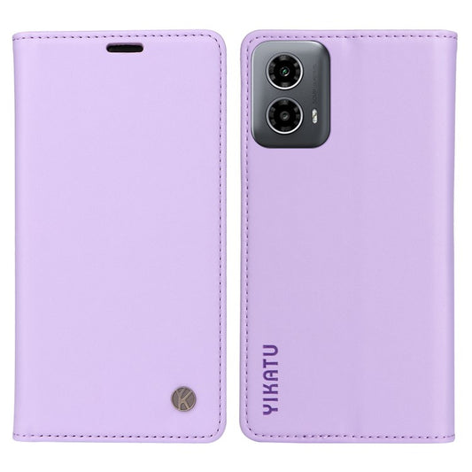 YIKATU YK-001 For Motorola Moto G45 5G / G34 5G Case Magnetic Closure Full Protection Leather Phone Cover - Light Purple