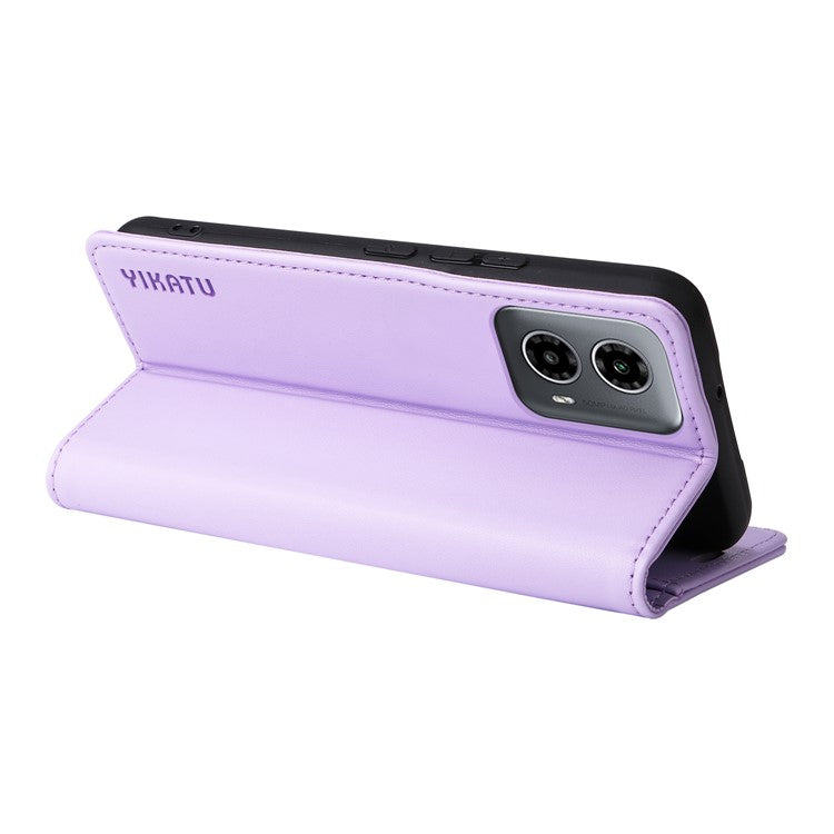 YIKATU YK-001 For Motorola Moto G45 5G / G34 5G Case Magnetic Closure Full Protection Leather Phone Cover - Light Purple