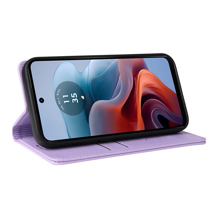 YIKATU YK-001 For Motorola Moto G45 5G / G34 5G Case Magnetic Closure Full Protection Leather Phone Cover - Light Purple