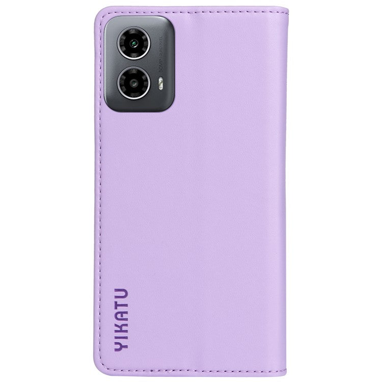YIKATU YK-001 For Motorola Moto G45 5G / G34 5G Case Magnetic Closure Full Protection Leather Phone Cover - Light Purple