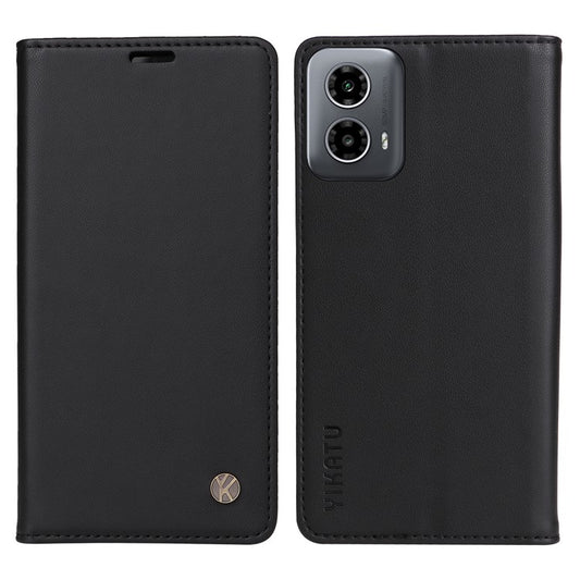 YIKATU YK-001 For Motorola Moto G45 5G / G34 5G Case Magnetic Closure Full Protection Leather Phone Cover - Black