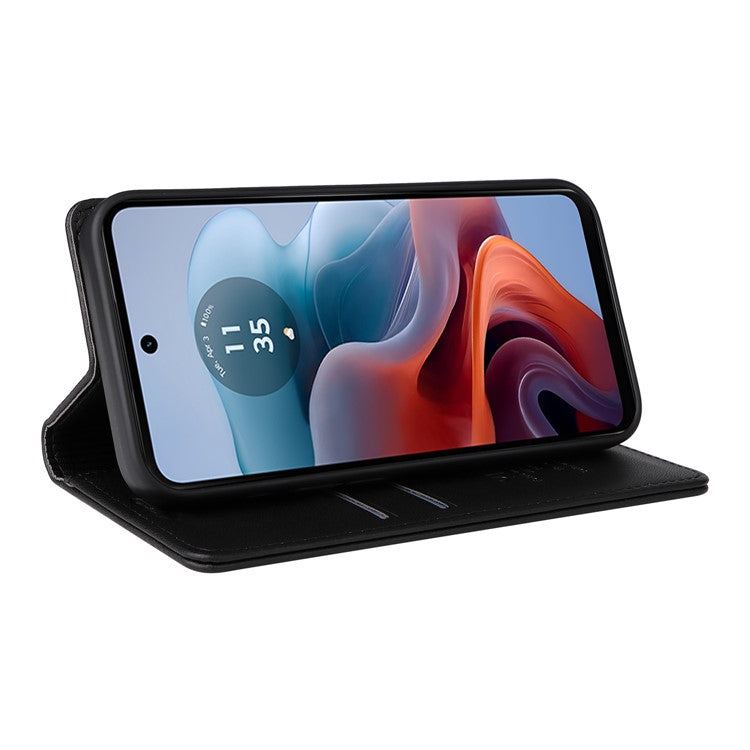 YIKATU YK-001 For Motorola Moto G45 5G / G34 5G Case Magnetic Closure Full Protection Leather Phone Cover - Black