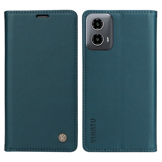 YIKATU YK-001 For Motorola Moto G45 5G / G34 5G Case Magnetic Closure Full Protection Leather Phone Cover - Green