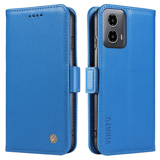YIKATU YK-003 For Motorola Moto G45 5G / G34 5G Case Card Slots PU Leather Wallet Phone Cover - Sky Blue