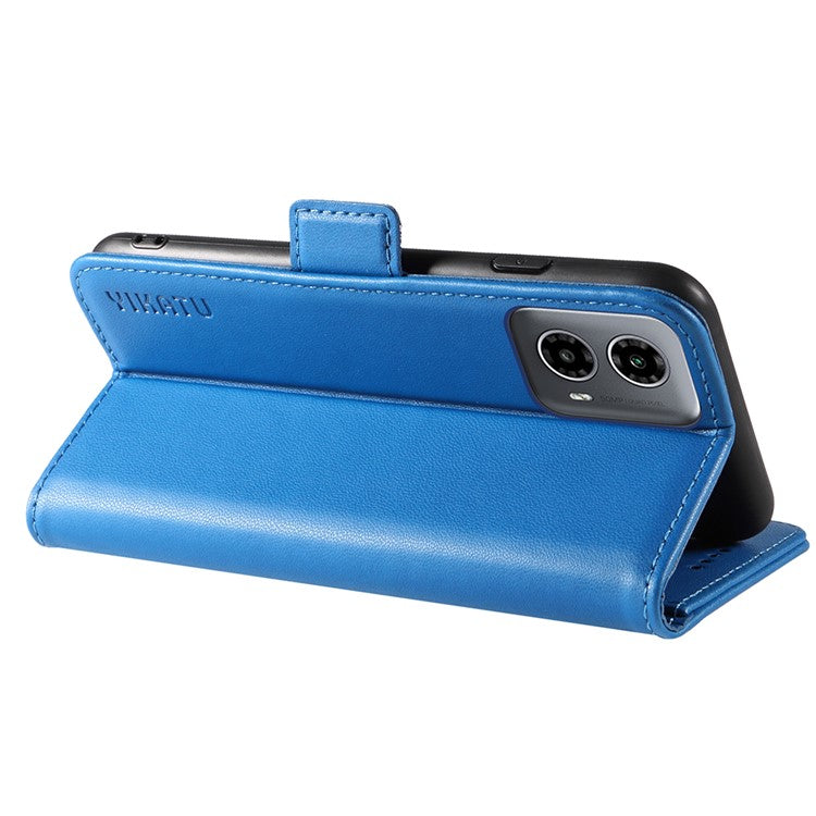 YIKATU YK-003 For Motorola Moto G45 5G / G34 5G Case Card Slots PU Leather Wallet Phone Cover - Sky Blue