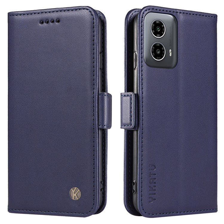 YIKATU YK-003 For Motorola Moto G45 5G / G34 5G Case Card Slots PU Leather Wallet Phone Cover - Sapphire