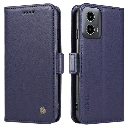 YIKATU YK-003 For Motorola Moto G45 5G / G34 5G Case Card Slots PU Leather Wallet Phone Cover - Sapphire
