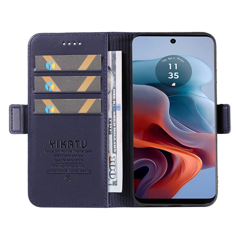 YIKATU YK-003 For Motorola Moto G45 5G / G34 5G Case Card Slots PU Leather Wallet Phone Cover - Sapphire
