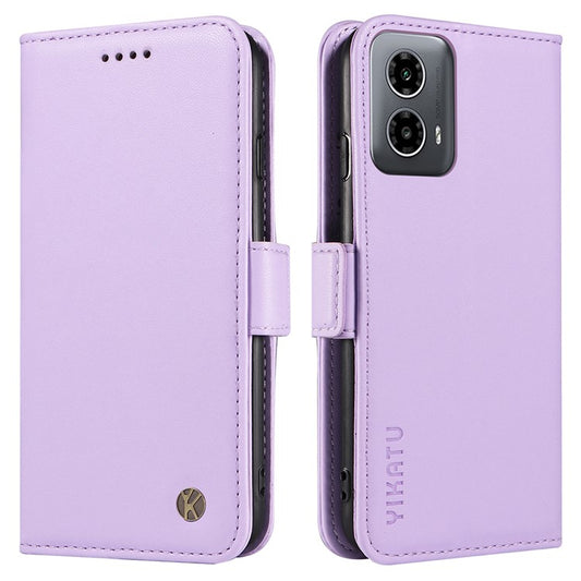 YIKATU YK-003 For Motorola Moto G45 5G / G34 5G Case Card Slots PU Leather Wallet Phone Cover - Light Purple