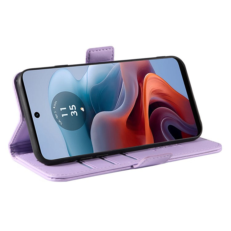 YIKATU YK-003 For Motorola Moto G45 5G / G34 5G Case Card Slots PU Leather Wallet Phone Cover - Light Purple