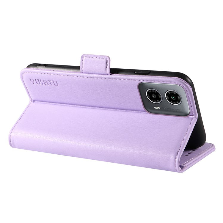 YIKATU YK-003 For Motorola Moto G45 5G / G34 5G Case Card Slots PU Leather Wallet Phone Cover - Light Purple