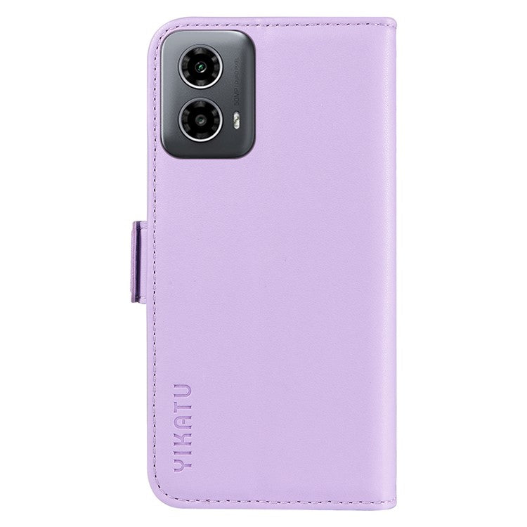 YIKATU YK-003 For Motorola Moto G45 5G / G34 5G Case Card Slots PU Leather Wallet Phone Cover - Light Purple