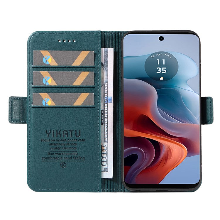 YIKATU YK-003 For Motorola Moto G45 5G / G34 5G Case Card Slots PU Leather Wallet Phone Cover - Green