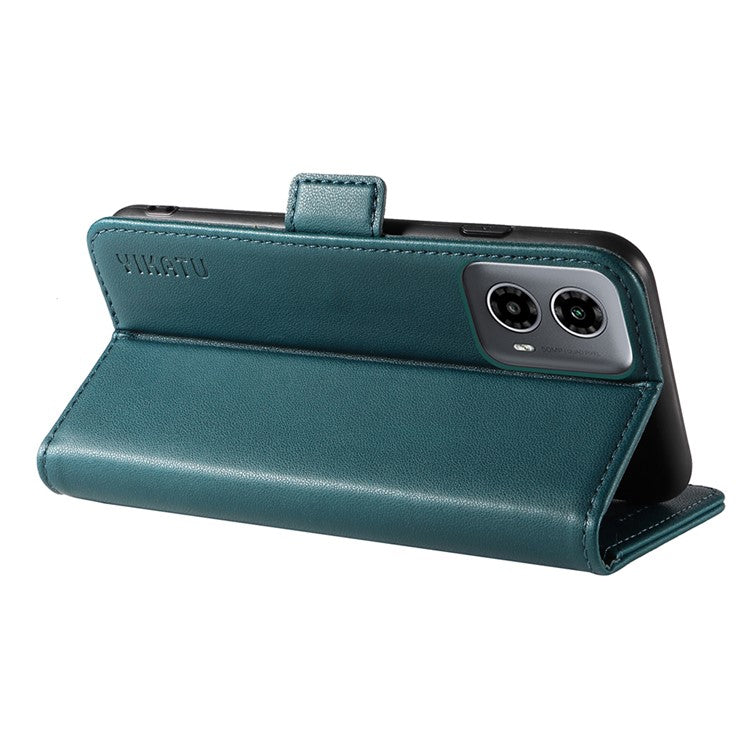 YIKATU YK-003 For Motorola Moto G45 5G / G34 5G Case Card Slots PU Leather Wallet Phone Cover - Green