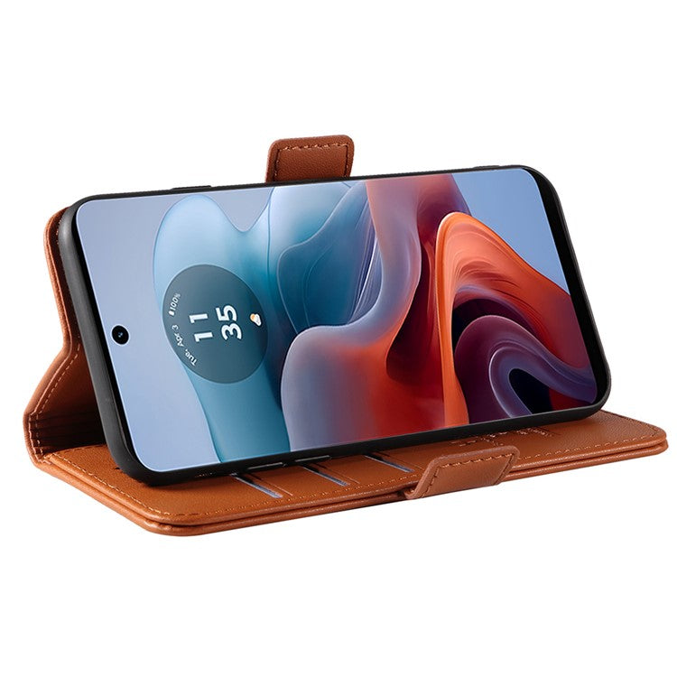 YIKATU YK-003 For Motorola Moto G45 5G / G34 5G Case Card Slots PU Leather Wallet Phone Cover - Brown