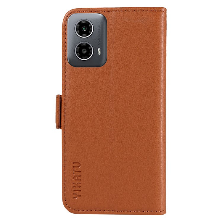 YIKATU YK-003 For Motorola Moto G45 5G / G34 5G Case Card Slots PU Leather Wallet Phone Cover - Brown
