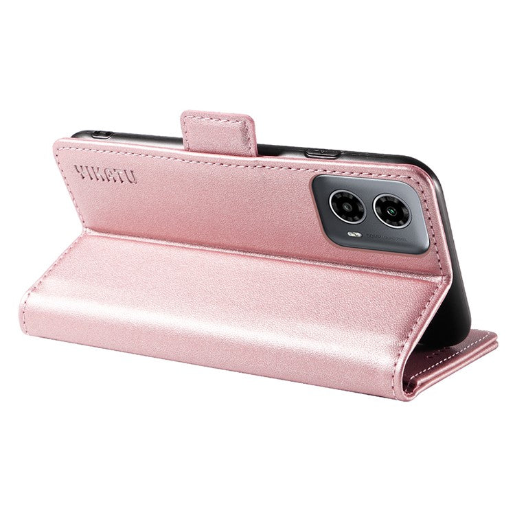 YIKATU YK-003 For Motorola Moto G45 5G / G34 5G Case Card Slots PU Leather Wallet Phone Cover - Rose Gold