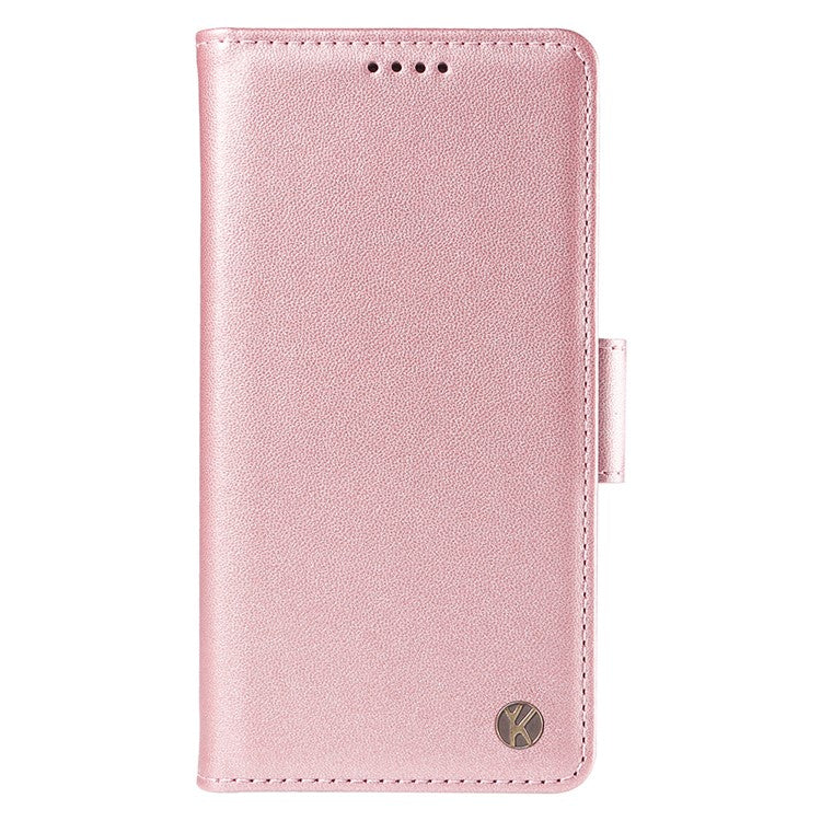 YIKATU YK-003 For Motorola Moto G45 5G / G34 5G Case Card Slots PU Leather Wallet Phone Cover - Rose Gold