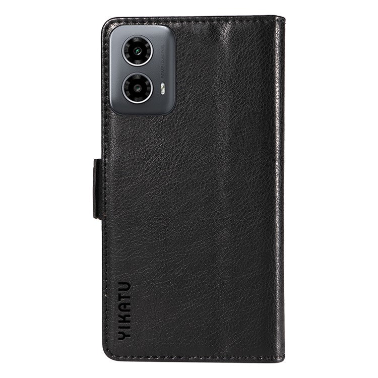YIKATU YK-007 For Motorola Moto G45 5G / G34 5G Case PU Leather Wallet Protective Phone Cover - Black