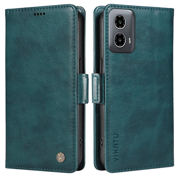 YIKATU YK-007 For Motorola Moto G45 5G / G34 5G Case PU Leather Wallet Protective Phone Cover - Blue