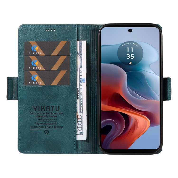YIKATU YK-007 For Motorola Moto G45 5G / G34 5G Case PU Leather Wallet Protective Phone Cover - Blue