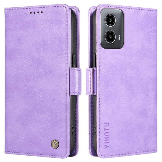 YIKATU YK-007 For Motorola Moto G45 5G / G34 5G Case PU Leather Wallet Protective Phone Cover - Purple