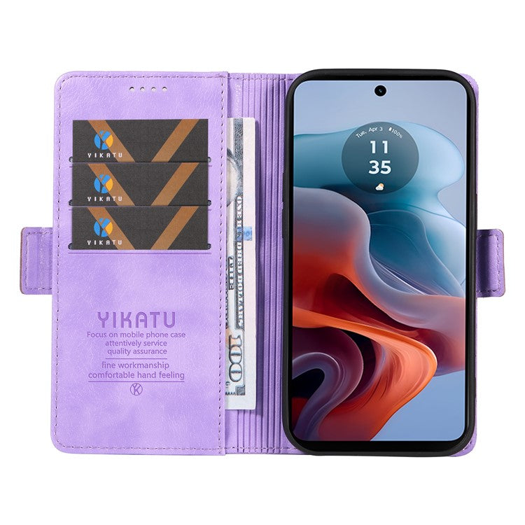 YIKATU YK-007 For Motorola Moto G45 5G / G34 5G Case PU Leather Wallet Protective Phone Cover - Purple