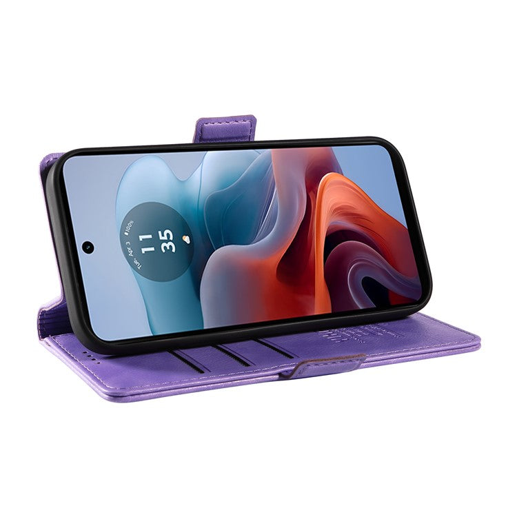 YIKATU YK-007 For Motorola Moto G45 5G / G34 5G Case PU Leather Wallet Protective Phone Cover - Purple
