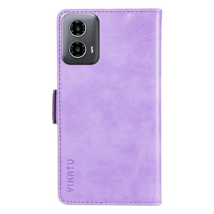 YIKATU YK-007 For Motorola Moto G45 5G / G34 5G Case PU Leather Wallet Protective Phone Cover - Purple