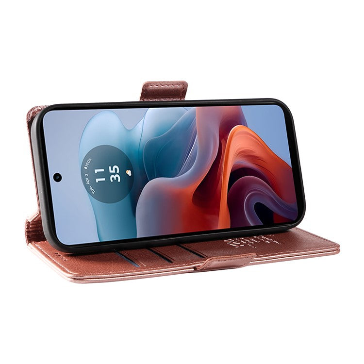 YIKATU YK-007 For Motorola Moto G45 5G / G34 5G Case PU Leather Wallet Protective Phone Cover - Rose Gold