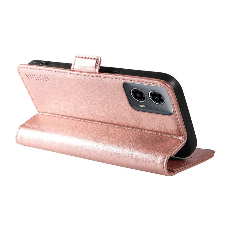 YIKATU YK-007 For Motorola Moto G45 5G / G34 5G Case PU Leather Wallet Protective Phone Cover - Rose Gold