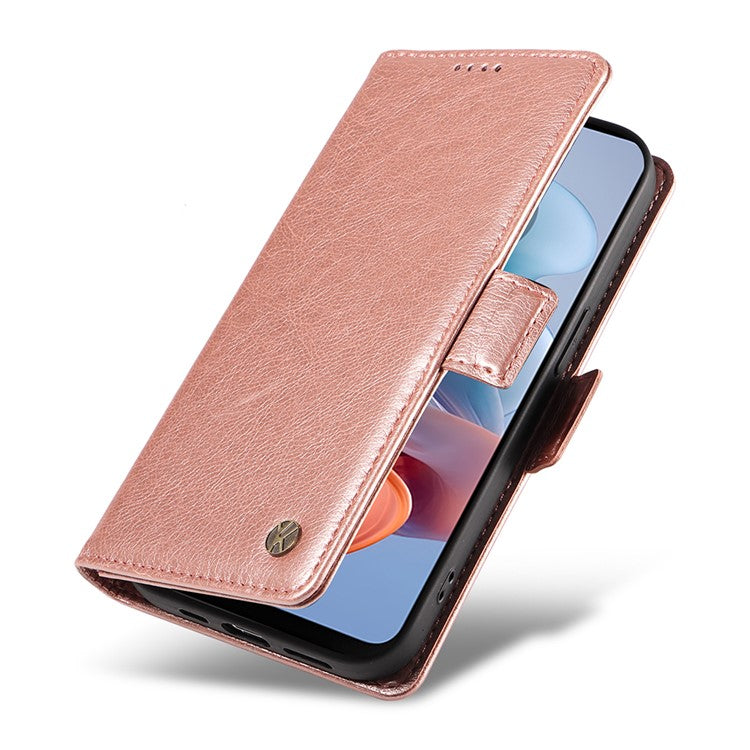 YIKATU YK-007 For Motorola Moto G45 5G / G34 5G Case PU Leather Wallet Protective Phone Cover - Rose Gold