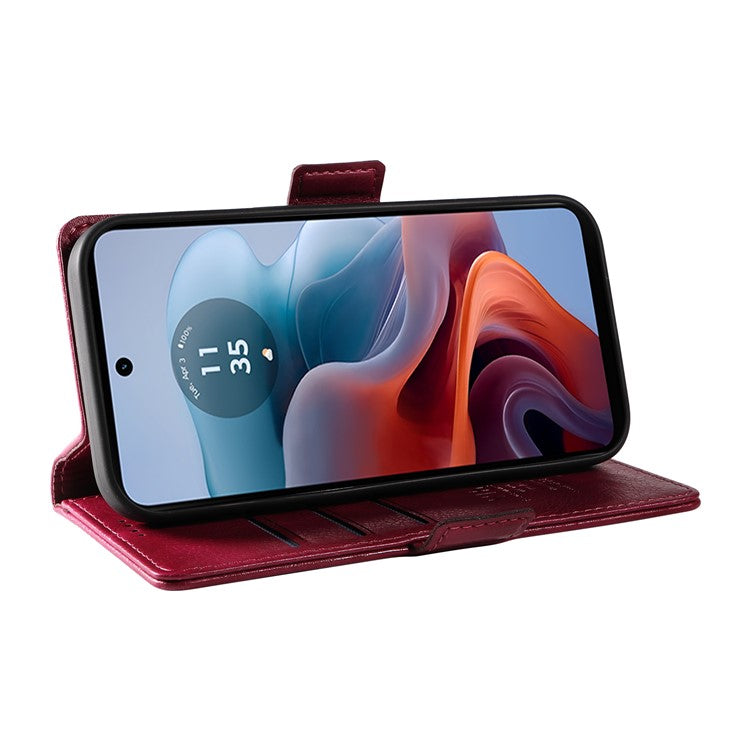 YIKATU YK-007 For Motorola Moto G45 5G / G34 5G Case PU Leather Wallet Protective Phone Cover - Wine Red